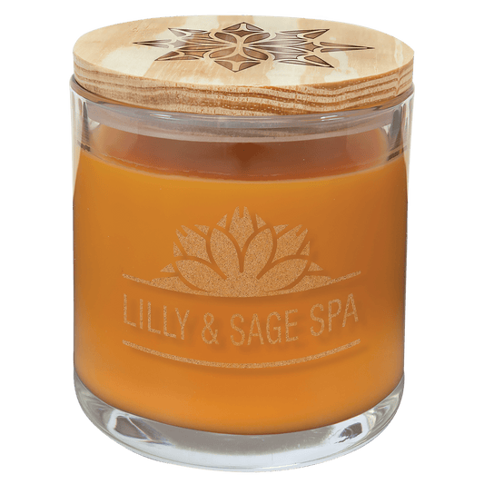 Bright Citrus Custom Engraved Glass Candle with Wood Lid
