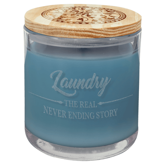 French Linen Custom Engraved Glass Candle with Wood Lid