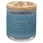 French Linen Custom Engraved Glass Candle with Wood Lid