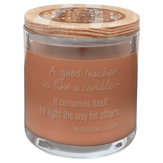 Tropical Coconut Custom Engraved Glass Candle with Wood Lid