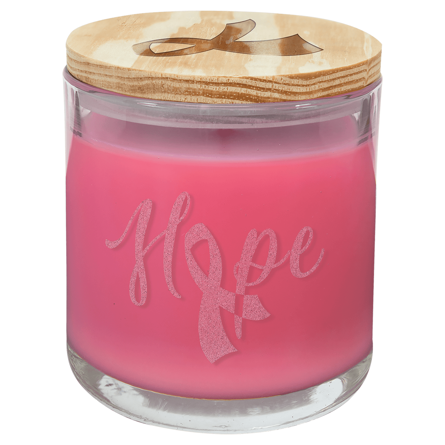 Peony Rose Custom Engraved Glass Candle with Wood Lid