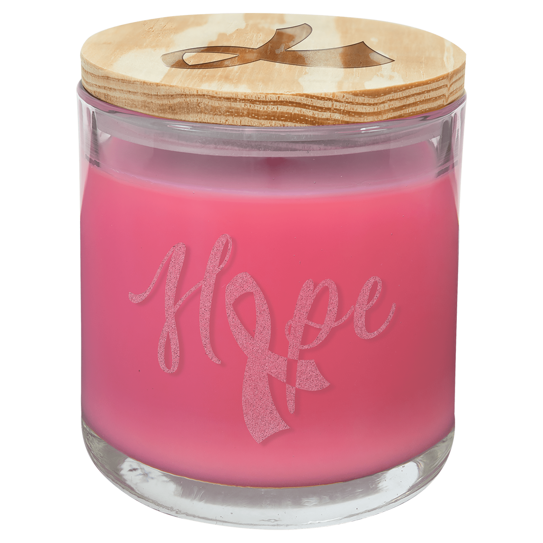 Peony Rose Custom Engraved Glass Candle with Wood Lid