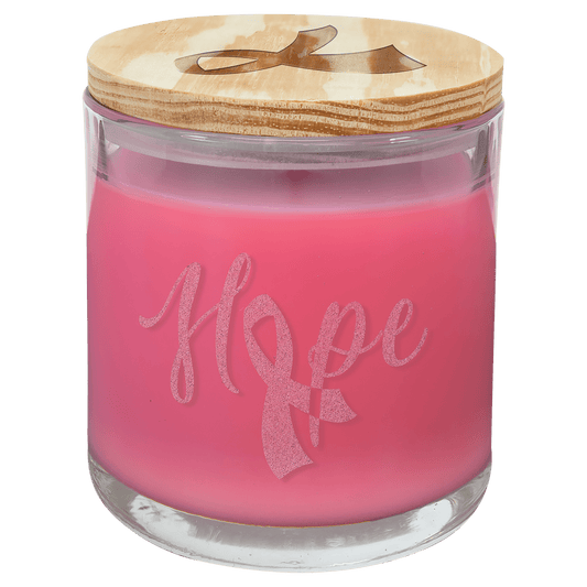 Peony Rose Custom Engraved Glass Candle with Wood Lid