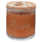 Pumpkin Spice Custom Engraved Glass Candle with Wood Lid