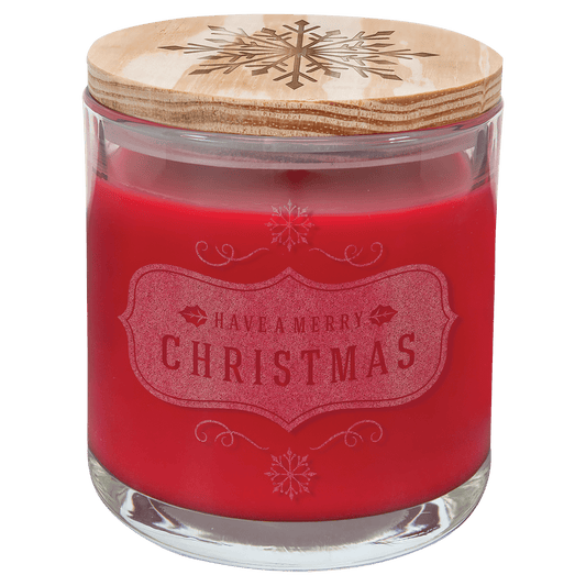 Peppermint Twist Custom Engraved Glass Candle with Wood Lid