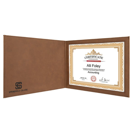 Personalized Dark Brown Leatherette Certificate Holders - Leatherette