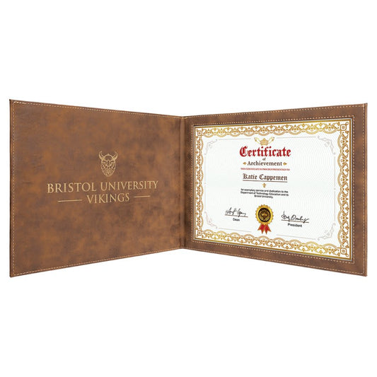 Personalized Rustic/Gold Leatherette Certificate Holders - Leatherette