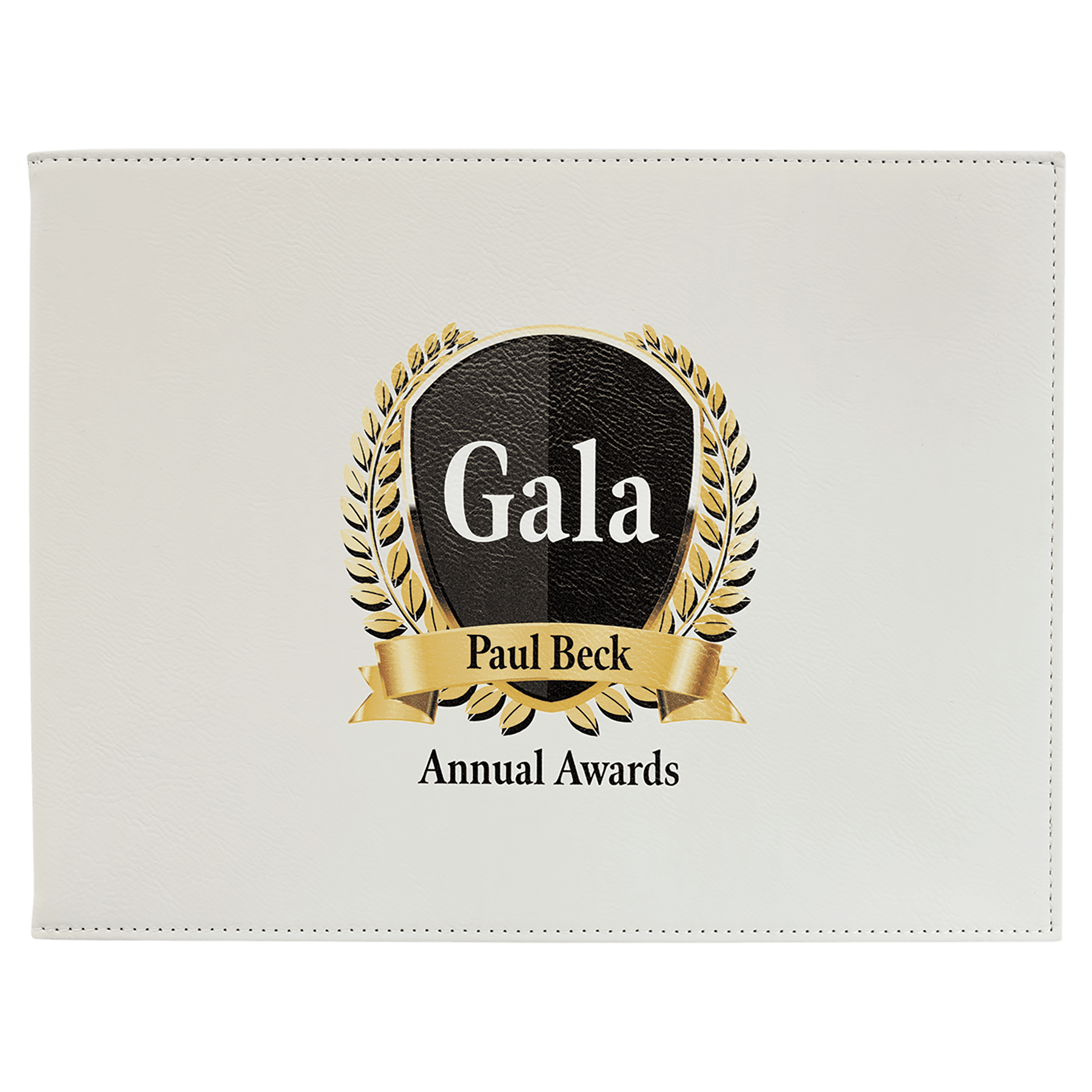 Personalized White Leatherette Certificate Holder - Leatherette