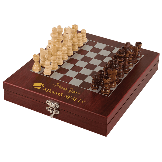 Personalized Rosewood Finish Chess Set
