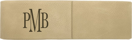 Personalized Light Brown Double Leatherette Pen/Pencil Case - Leatherette