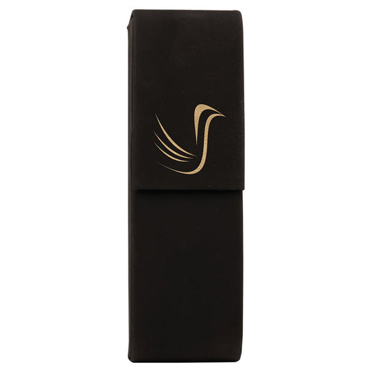 Personalized Black/Gold Leatherette Double Pen/Pencil Case - Leatherette
