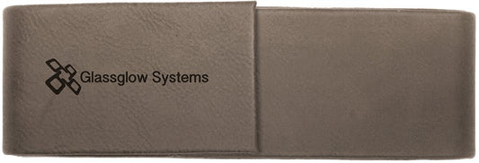 Personalized Gray Leatherette Double Pen/Pencil Case - Leatherette