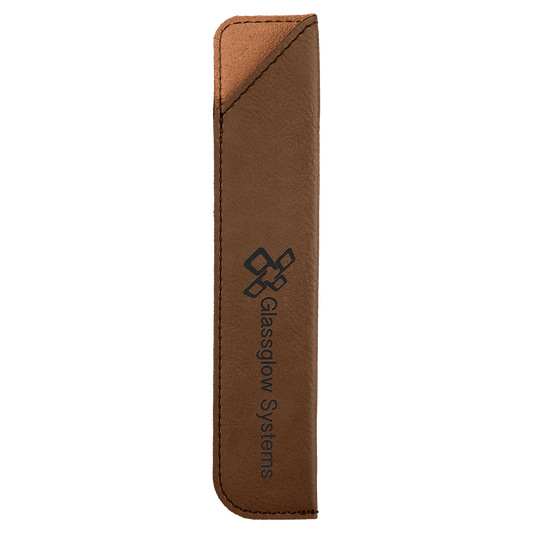 Personalized Dark Brown Leatherette Single Pen Sleeve - Leatherette