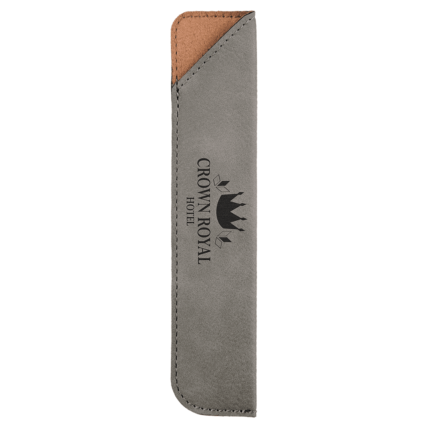 Personalized Gray Leatherette Single Pen Sleeve - Leatherette