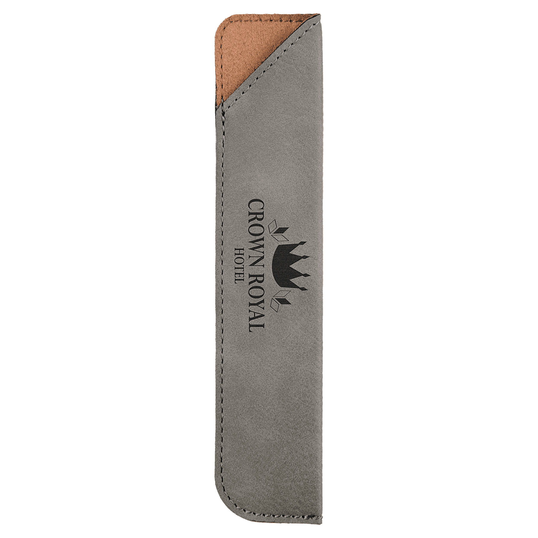 Personalized Gray Leatherette Single Pen Sleeve - Leatherette