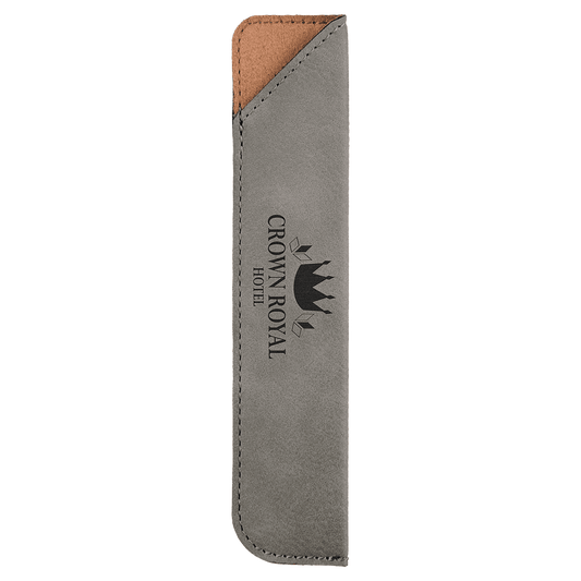 Personalized Gray Leatherette Single Pen Sleeve - Leatherette