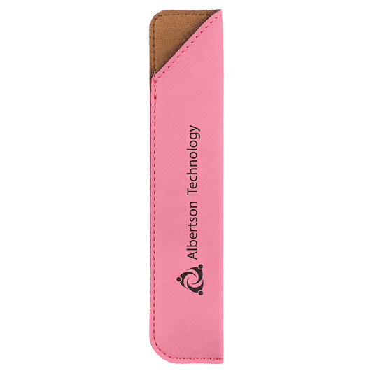 Personalized Pink Leatherette Single Pen Sleeve - Leatherette