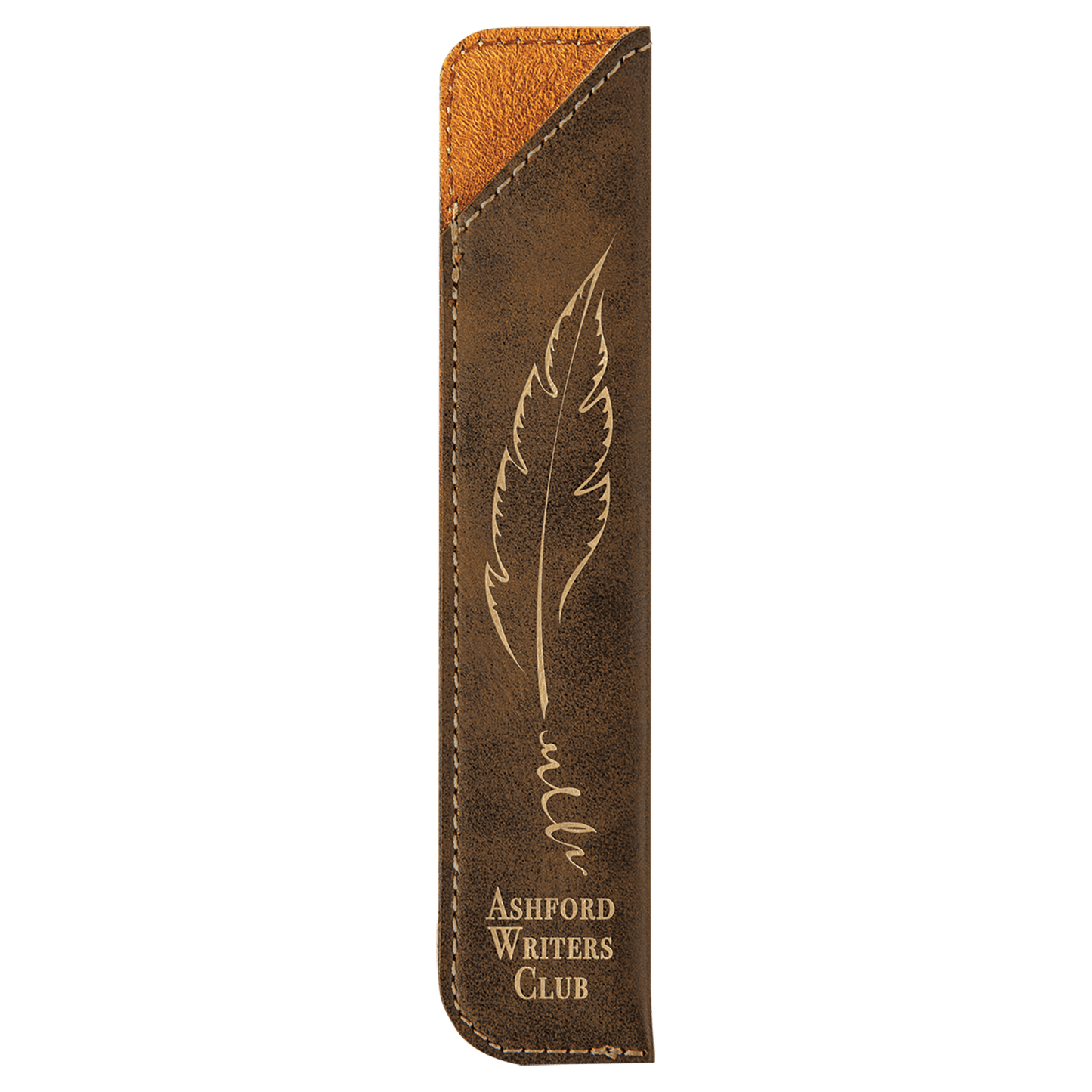 Personalized Rustic/Gold Leatherette Single Pen Sleeve - Leatherette