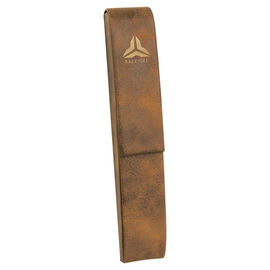 Personalized Rustic/Gold Leatherette Single Pen Case - Leatherette
