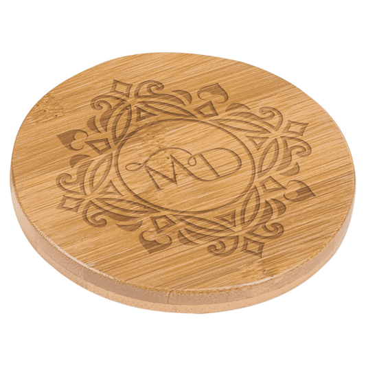 Round Bamboo Custom Engraved Coaster
