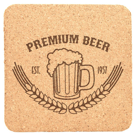 Square Cork Custom Engraved Coaster