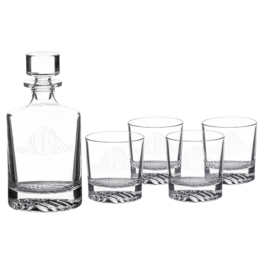 Round Personalized Glass Decanter Set