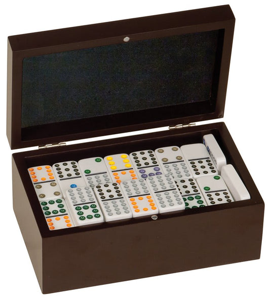 Personalized Rosewood Finish Double Twelves Domino Set with 91 Dominos