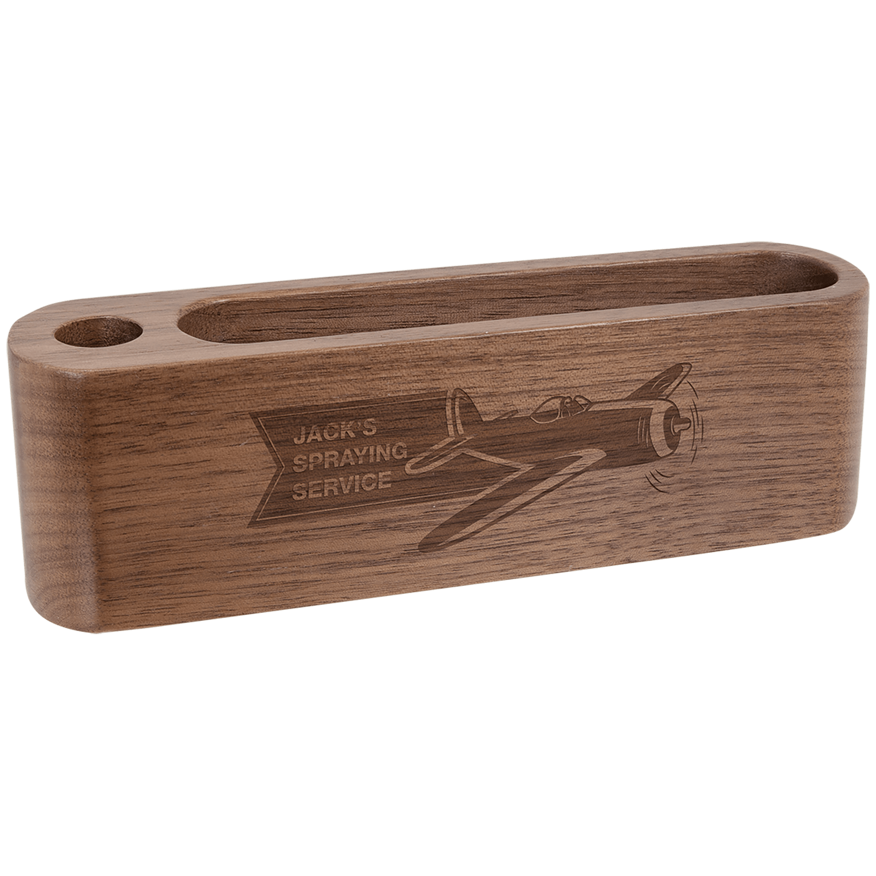Personalized Walnut Business Card/Pen Holder - Wood