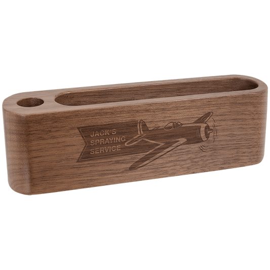 Personalized Walnut Business Card/Pen Holder - Wood