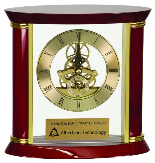 Custom Executive Piano Finish Clock Gold/Rosewood - Wood