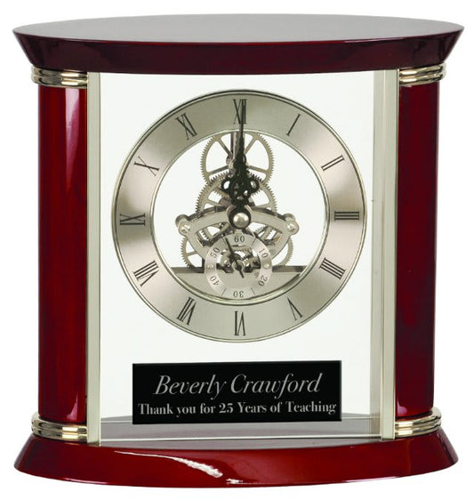 Custom Executive Piano Finish Clock Silver/Rosewood - Wood