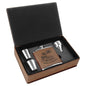 Custom Dark Brown Leatherette Flask Set - Leatherette