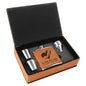 Custom Rawhide Leatherette Flask Set - Leatherette
