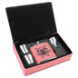 Custom Pink Leatherette Flask Set - Leatherette