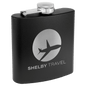 Custom Black 6 oz. Powder Coated Stainless Steel Flask