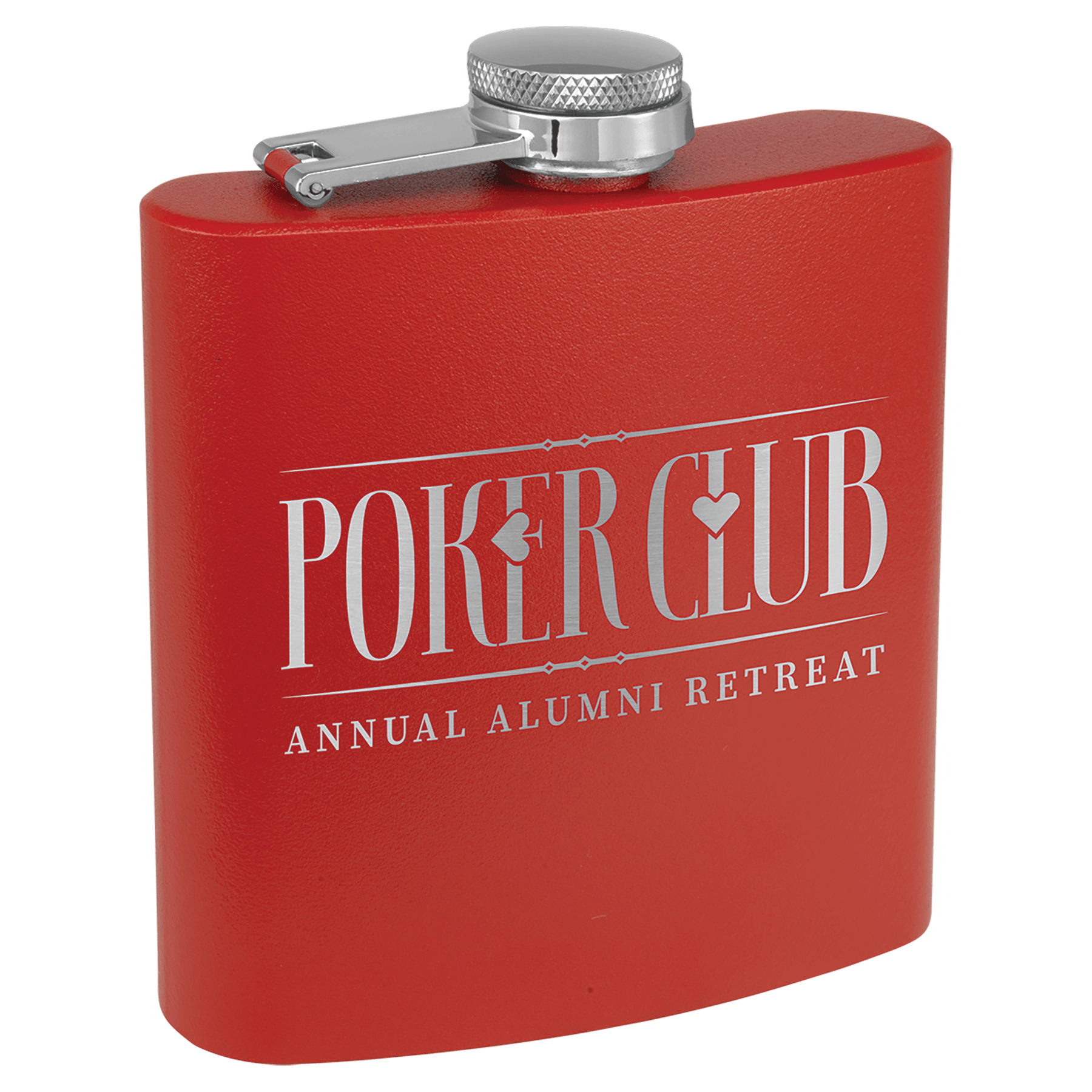Custom Red 6 oz. Powder Coated Stainless Steel Flask