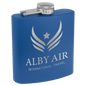 Custom Royal Blue 6 oz. Powder Coated Stainless Steel Flask