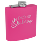 Custom Pink 6 oz. Powder Coated Stainless Steel Flask