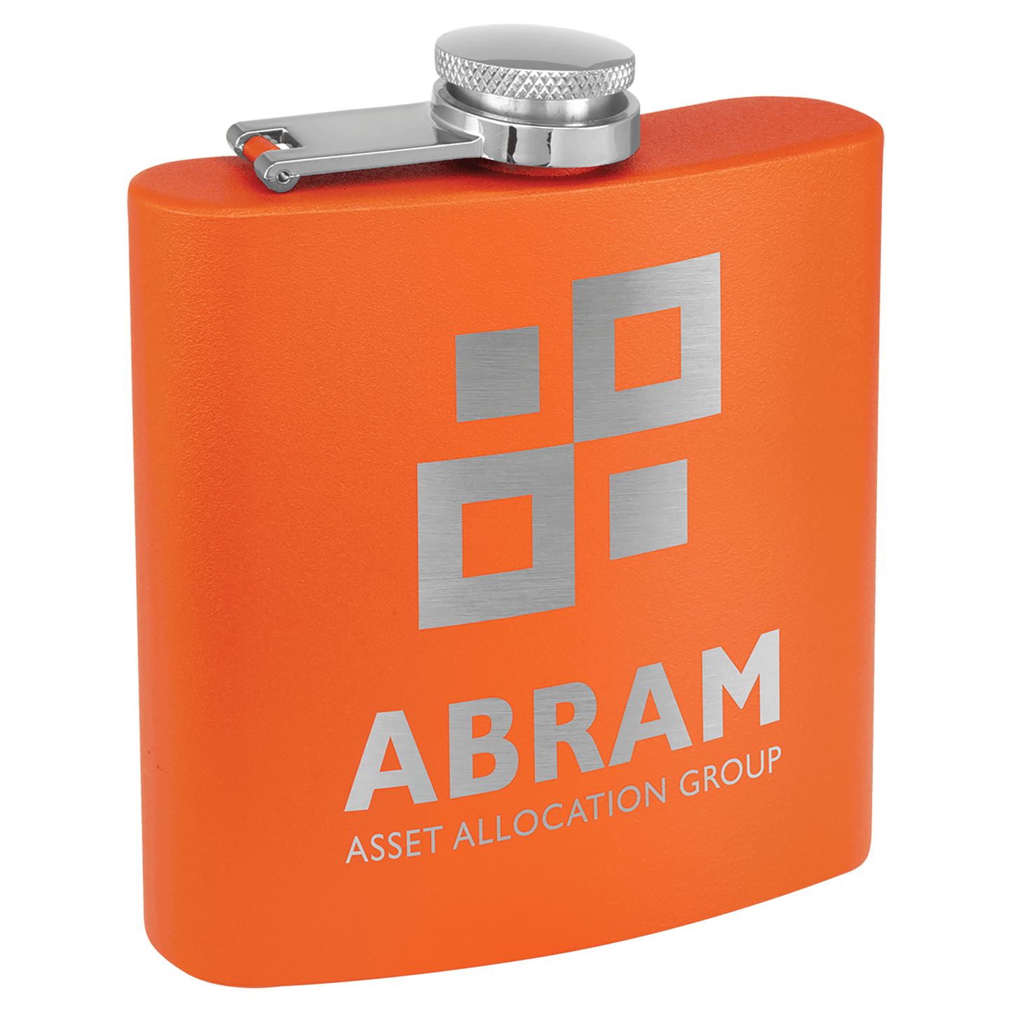 Custom Orange 6 oz. Powder Coated Stainless Steel Flask