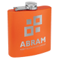 Custom Orange 6 oz. Powder Coated Stainless Steel Flask
