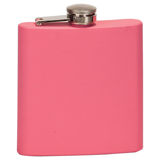 Custom 6 oz. Matte Pink Stainless Steel Flask