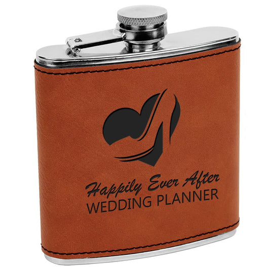 Custom Rawhide 6 oz. Leatherette Flask - Leatherette