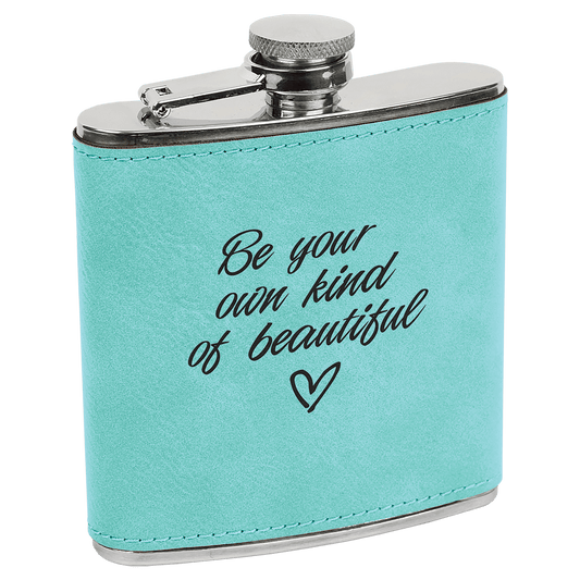 Custom Teal 6 oz. Leatherette Flask - Leatherette