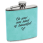 Custom Teal 6 oz. Leatherette Flask - Leatherette