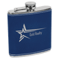 Custom Blue/Silver 6 oz. Leatherette Flask - Leatherette