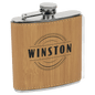 Custom Bamboo 6 oz. Leatherette Flask - Leatherette