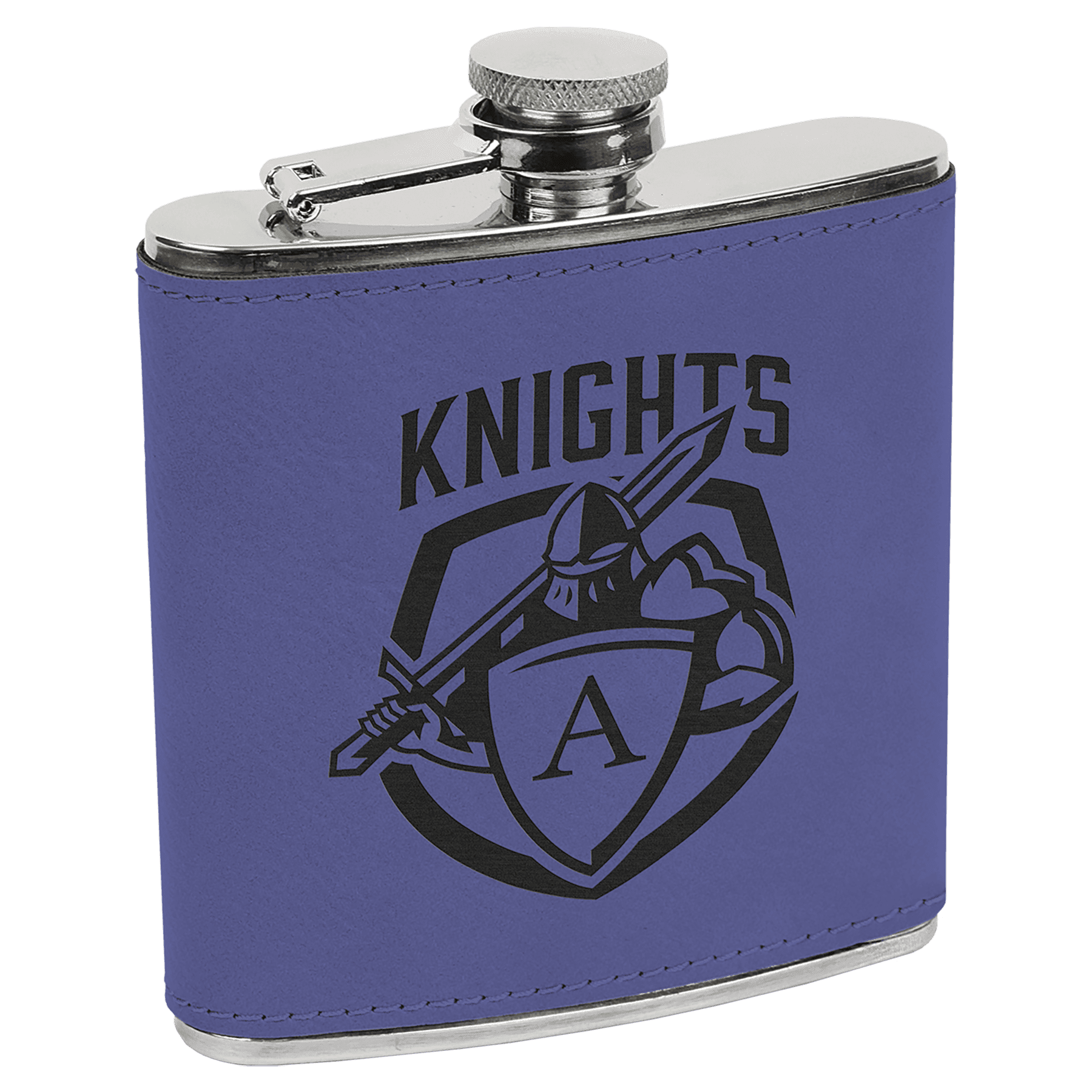 Custom Purple 6 oz. Leatherette Flask - Leatherette