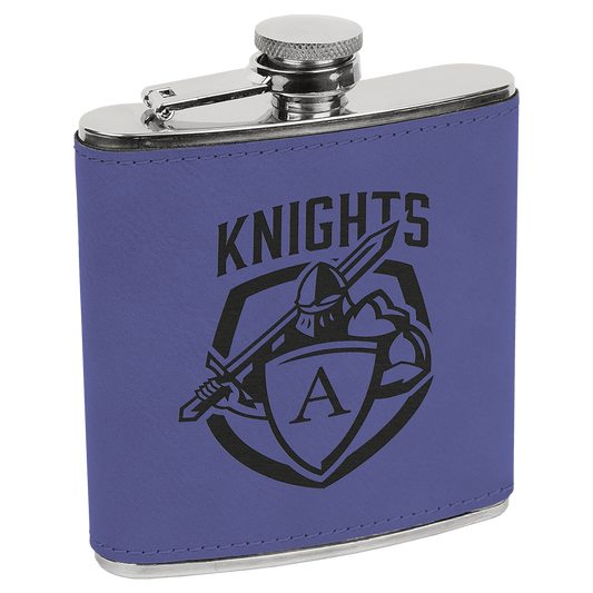 Custom Purple 6 oz. Leatherette Flask - Leatherette