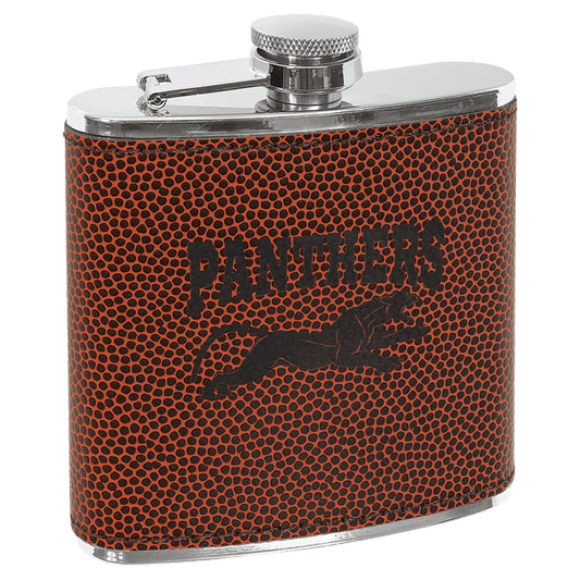 Custom Football 6 oz. Leatherette Flask - Leatherette
