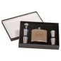 Custom 6 oz. Leather Stainless Steel Flask Set with Presentation Box